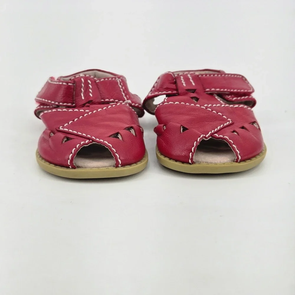 Livie & Luca Red Leather Triangle Cutout Closed Toe Fisherman Sandals Toddler 4